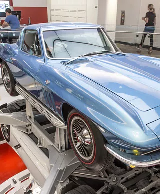 Edmunds headquarters showing off classic car